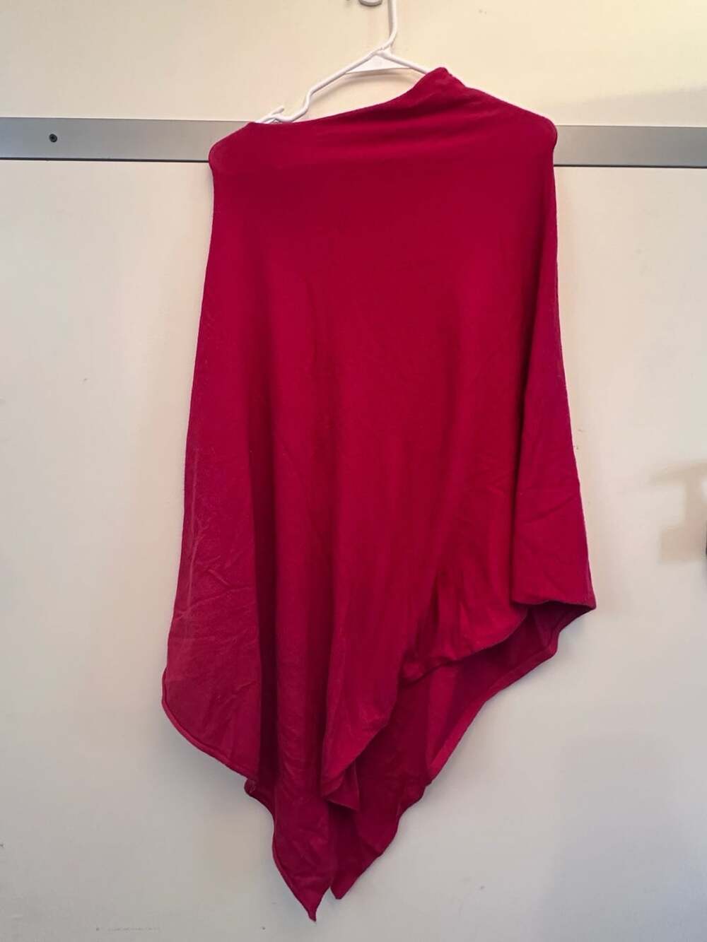 Look By M New York Asymmetrical Knit Poncho Red Cape